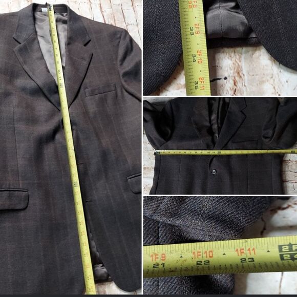 Stafford Plaid Wool Cashmere 3 Button Blazer - Picture 9 of 11